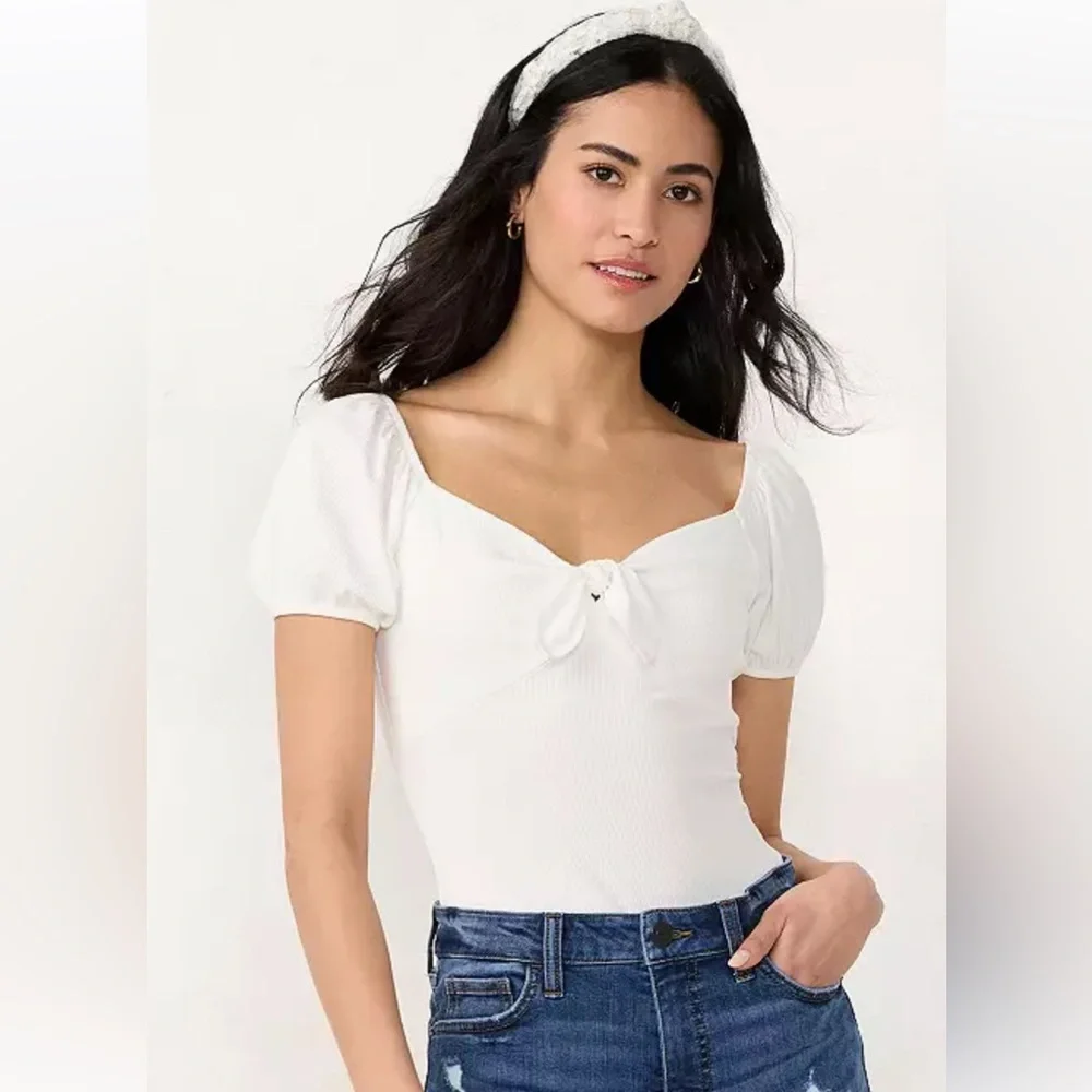 NWT LC Lauren Conrad Puff Sleeve Bodysuit, Size XL - Picture 5 of 14
